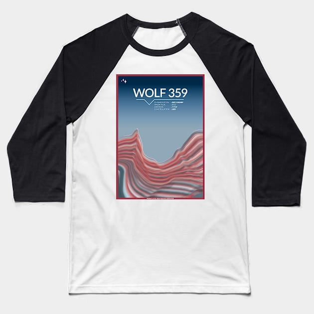 Wolf 359 Space Poster Baseball T-Shirt by Walford-Designs